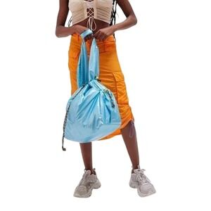 Urban Outfitters UO Sporty Nylon Shoulder Crossbody Bag Blue Slouchy Bungee Tote